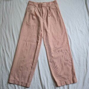 Madewell Slouchy Straight Pants Sz 2 Pink Drapey Twill Tencel Linen NS271